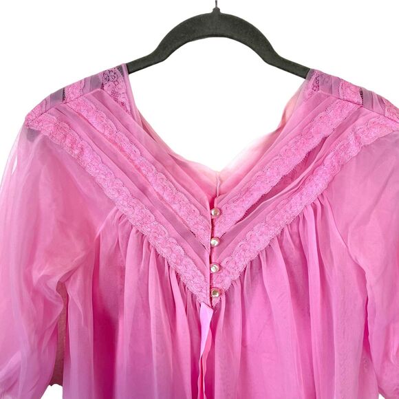Nighty And Robe Set Vintage 60s Kayser Womens Pink Beautiful Sexy Size 32 S - Picture 5 of 11